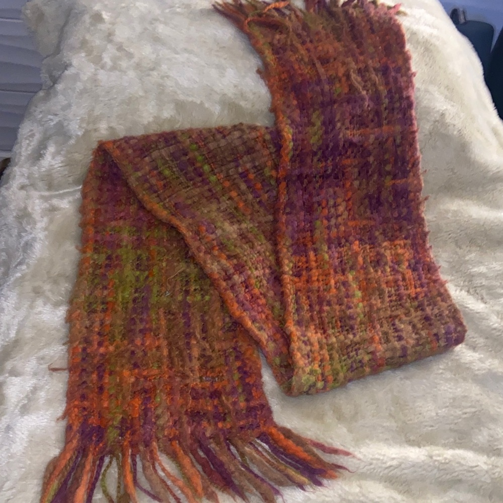 Vibrant Orange and Purple Woven Scarf